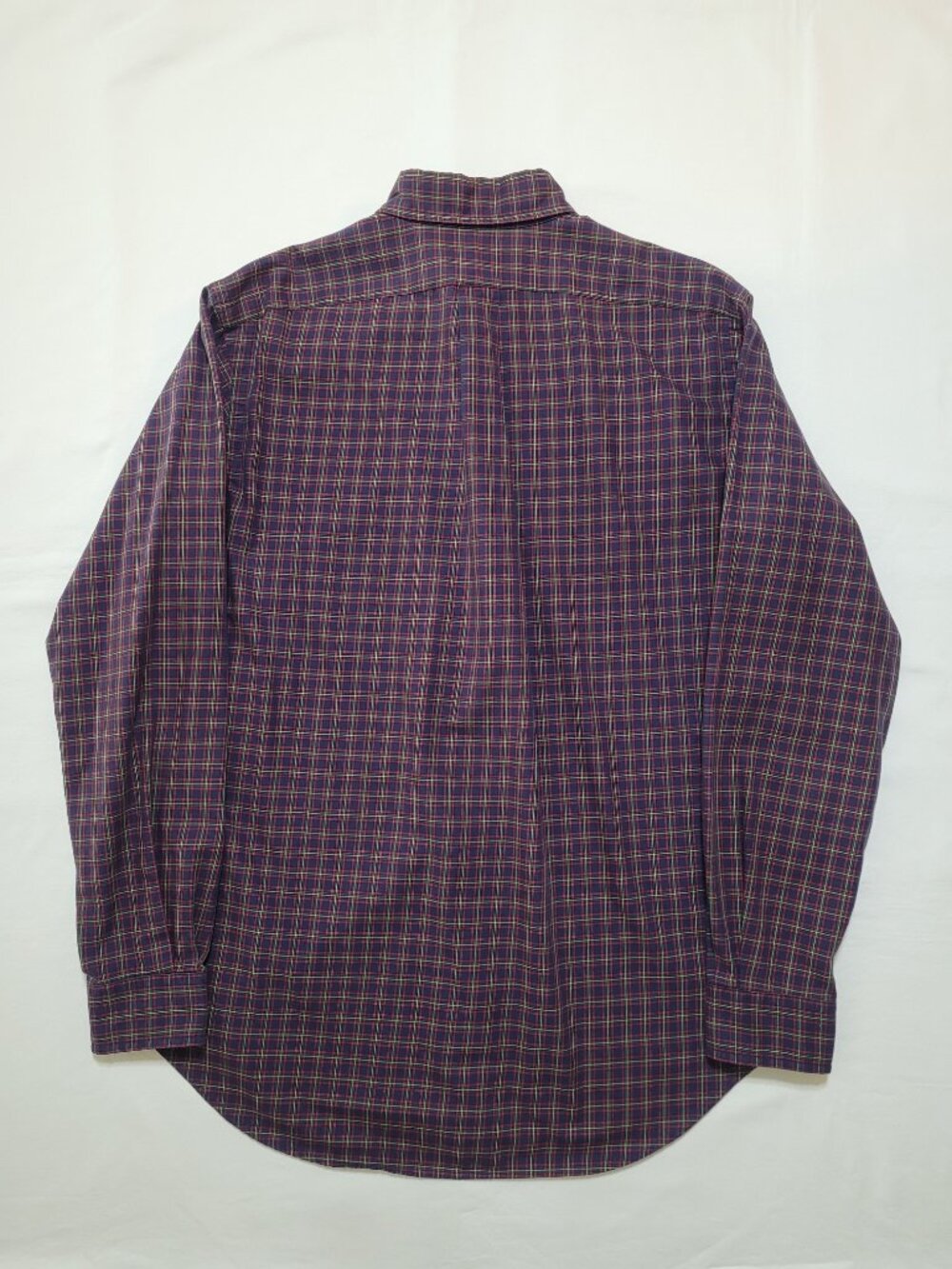 Ralph Lauren Classic Fit Button Down Shirt Navy Red Green Plaid Cotton Medium - Picture 2 of 8